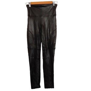 Spanx Faux Leather Moto Leggings Black M